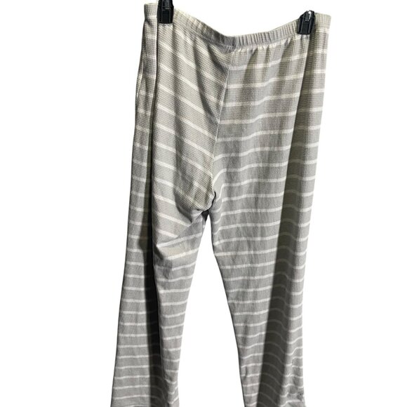 Muk Luks Striped Stretchy Lounge Pants Medium Gray & White Polyester Blend - Picture 4 of 4